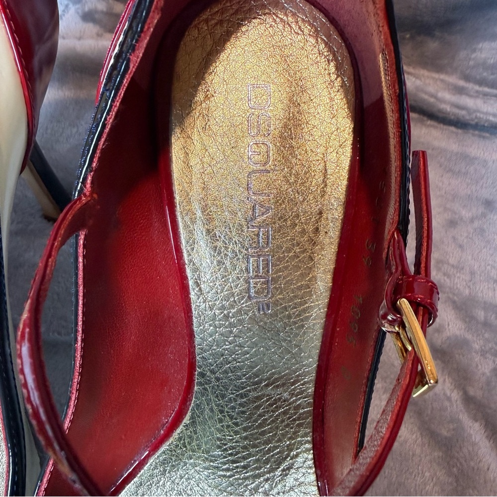 DSQUARED2 Red and Cream Mary Jane Heels - Picture 5 of 12